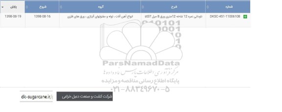 استعلام , استعلام ناودانی نمره 12 شاخه 12 متری ورق 8 میل ST37