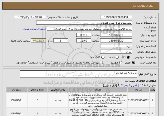 استعلام مربوط به شرکت راین