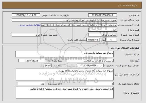 استعلام دربهای ضد سرقت گاوصندوقی