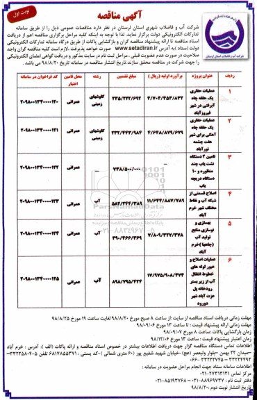 آگهی مناقصه ,مناقصه عملیات حفاری یک حلقه چاه آبرفتی و ...