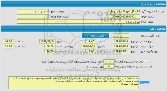 مزایده فروش خودرو