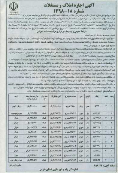 مزایده اجاره املاک