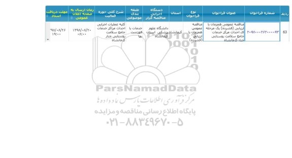 مناقصه احداث مرکز خدمات جامع سلامت روستایی