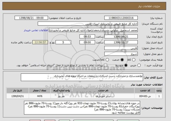 استعلام توانمندسازی و مشارکت دست اندرکاران و ذینفعان در اجرای پروژه های آبخیزداری
