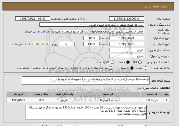 استعلام توانمندسازی و مشارکت دست اندرکاران و ذینفعان در اجرای پروژه های آبخیزداری