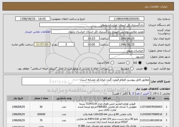 استعلام مطابق فایل پیوست اعلام قیمت گردد ایران کد مشابه است.
