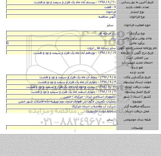 عملیات تکمیلی لاگون بی هوازی مدول دوم تصفیه خانه فاضلاب شهر خمین