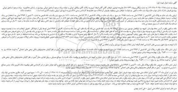 مزایده، مزایده فروش دوباب مغازه ویک باب خانه مسکونی 