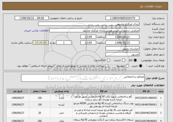 استعلام مصالح ساختمانی 