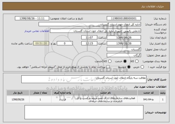 استعلام نظافت سه پایگاه انتقال خون استان گلستان