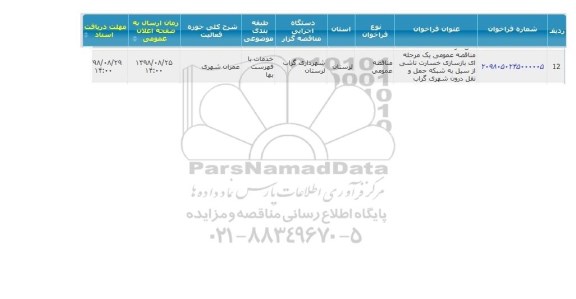 مناقصه, مناقصه بازسازی خسارت ناشی از سیل 