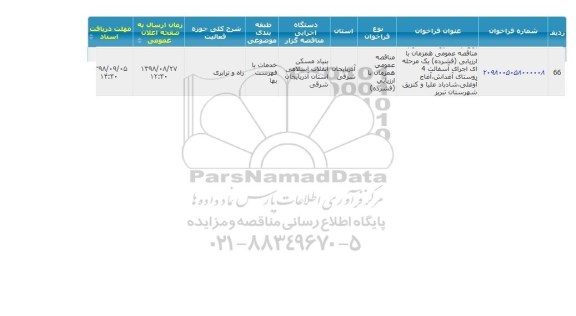 مناقصه عمومی، مناقصه عمومی اجرای آسفالت 4 روستا