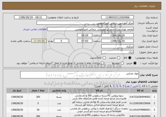 استعلام مواد غذایی