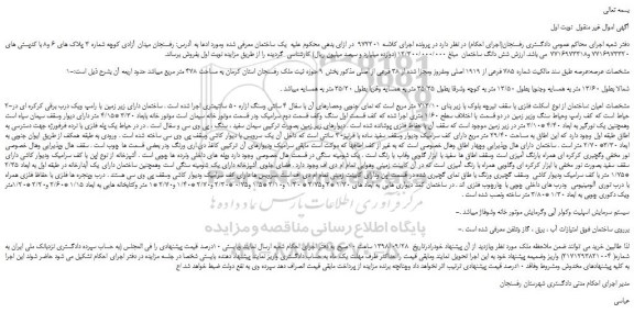 مزایده، مزایده فروش شش دانگ ساختمان  