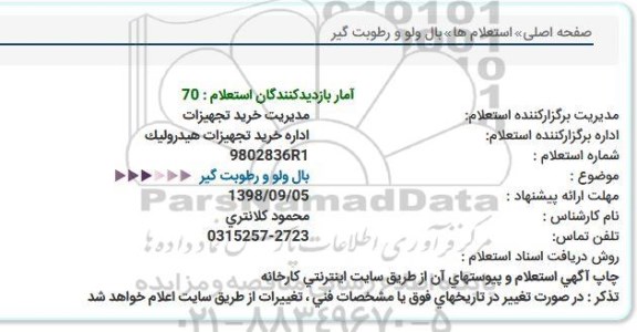 استعلام، استعلام بال ولو و رطوبت گیر