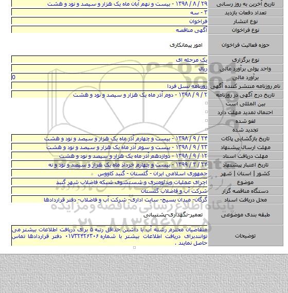 اجرای عملیات ویدئومتری و شستشوی شبکه فاضلاب شهر گنبد
