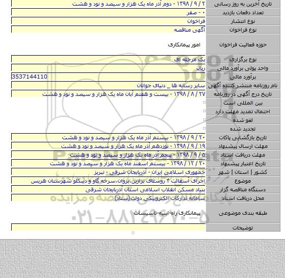 اجرای آسفالت ۴ روستای برازین،بزوان،سرخه گاو و دیبکلو شهرستان هریس