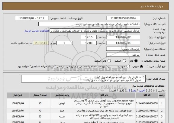استعلام سفارش باید مرحله به مرحله تحویل گردد.
تحویل کالا درب مجتمع بر عهده فروشنده می باشد.
تسویه دو الی سه ماه بعد از تحویل کالا می باشد.