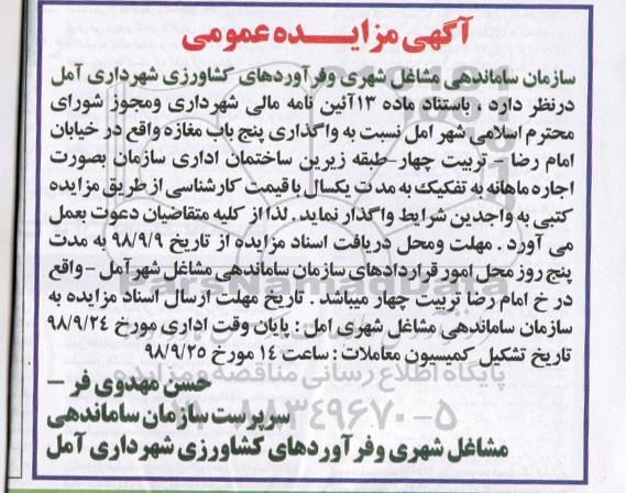 مزایده ، مزایده واگذاری پنج باب مغازه