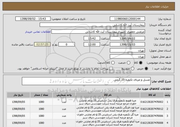 استعلام عسل و مربای تکنفره 25 گرمی 