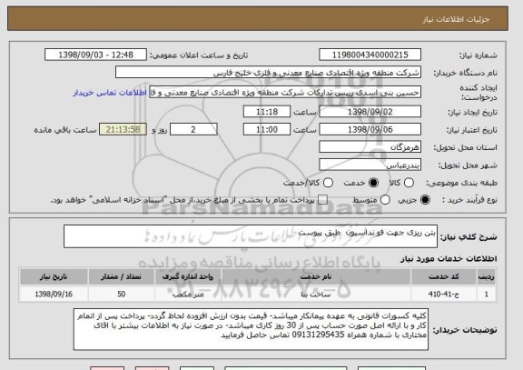 استعلام بتن ریزی جهت فو نداسیون  طبق پیوست
