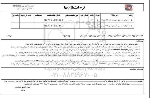 استعلام , استعلام توری سرند تیپ 1 