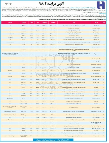 مزایده,مزایده فروش 42 رقبه املاک تملیکی و مازاد