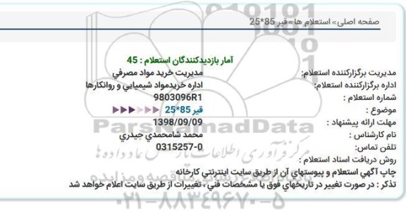 استعلام , استعلام قیر