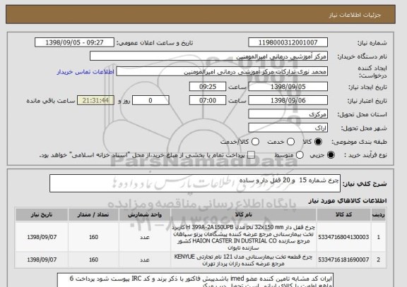 استعلام چرخ شماره 15  و 20 قفل دار و ساده 
