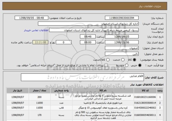 استعلام اقلام غذایی