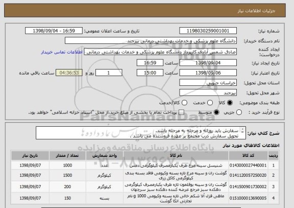 استعلام سفارش باید روزانه و مرحله به مرحله باشد.
تحویل سفارش درب مجتمع بر عهده فروشنده می باشد .
پرداخت دو الی سه ماه بعد از تحویل کالا می باشد.