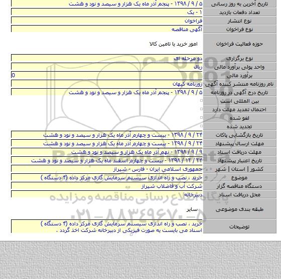 خرید ، نصب و راه اندازی سیستم سرمایش گازی مرکز داده (۴ دستگاه )