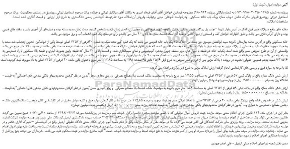 مزایده، مزایده فروش دوباب مغازه ویک باب خانه مسکونی 