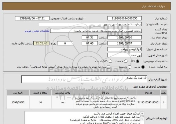 استعلام 10 عدد پگ معده