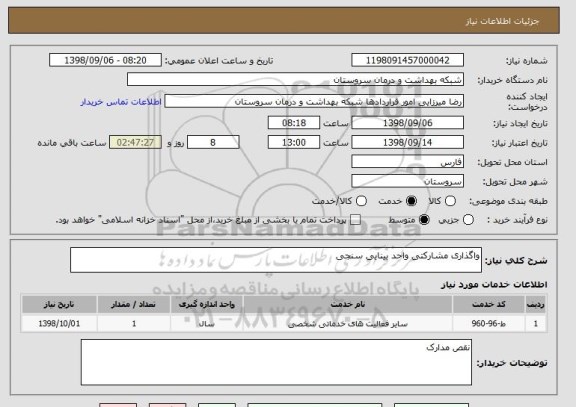 استعلام واگذاری مشارکتی واحد بینایی سنجی