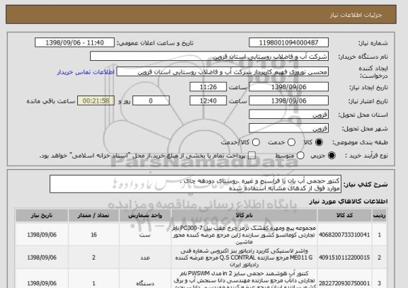 استعلام کنتور حجمی آب بان یا فراسنج و غیره .روستای دودهه چای .
موارد فوق از کدهای مشابه استفاده شده