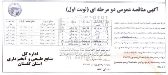 مناقصه بندخاکی و سنگ ملات