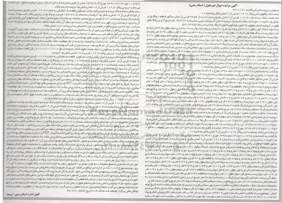 آگهی مزایده مزایده ششدانگ پلاکهای ثبتی 11216 فرعی از 9 اصلی
