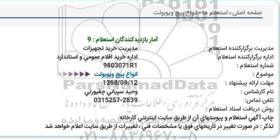 استعلام، استعلام  انواع پیچ ویوبولت