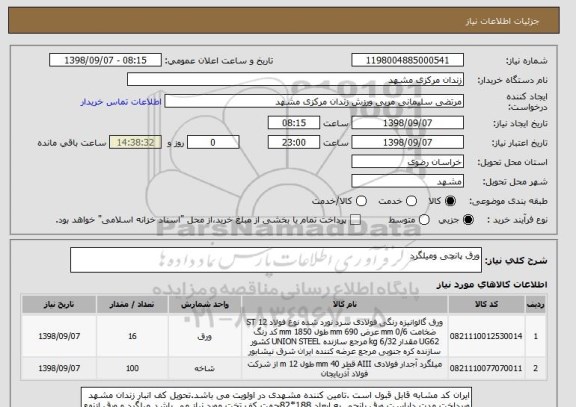 استعلام ورق پانچی ومیلگرد