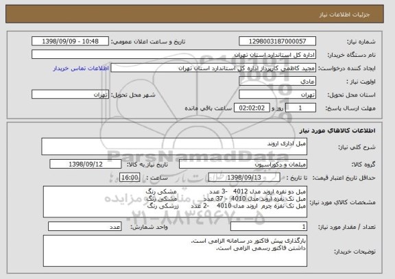 استعلام مبل اداری اروند
