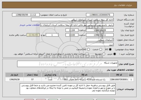 استعلام تجهیزات شبکه