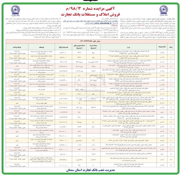 مزایده مزایده فروش املاک و مستغلات