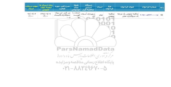 مناقصه, مناقصه جدولگذاری معابر 