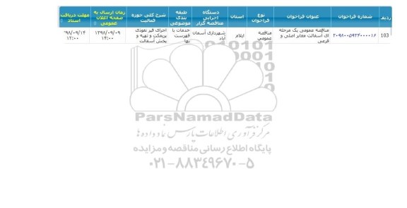 مناقصه, مناقصه آسفالت 