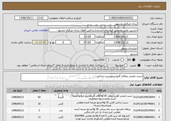 استعلام سیب زمینی پرتقال کدوسبزوسیب درختی 