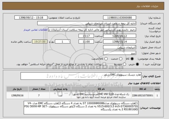 استعلام هارد دیسک سینولوژی،EMC و پاور 