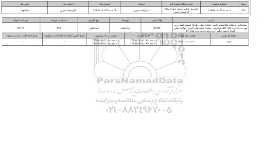 مزایده مزایده ساختمان مسکونی عرصه 271