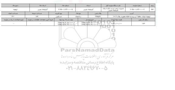 مزایده مزایده ساختمان مسکونی عرصه 174