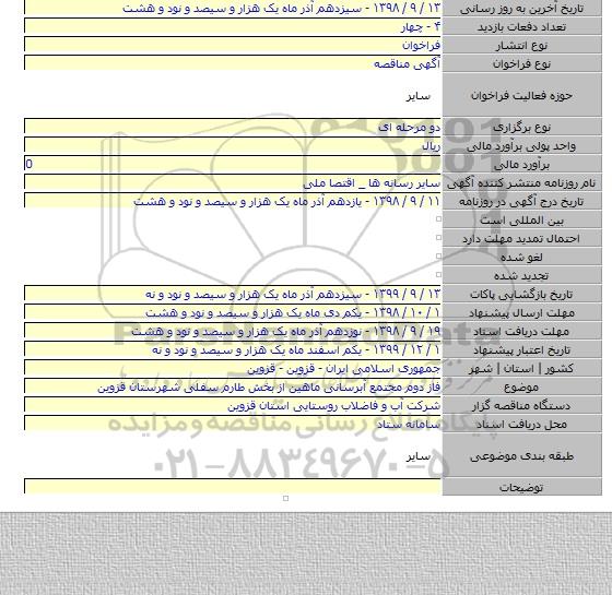 فاز دوم  مجتمع آبرسانی ماهین از بخش طارم سفلی شهرستان قزوین